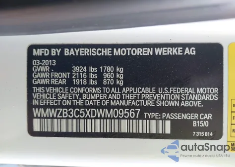 2013 Mini Countryman Cooper z USA, uszkodzony, nr VIN WMWZB3C5XDWM09567
